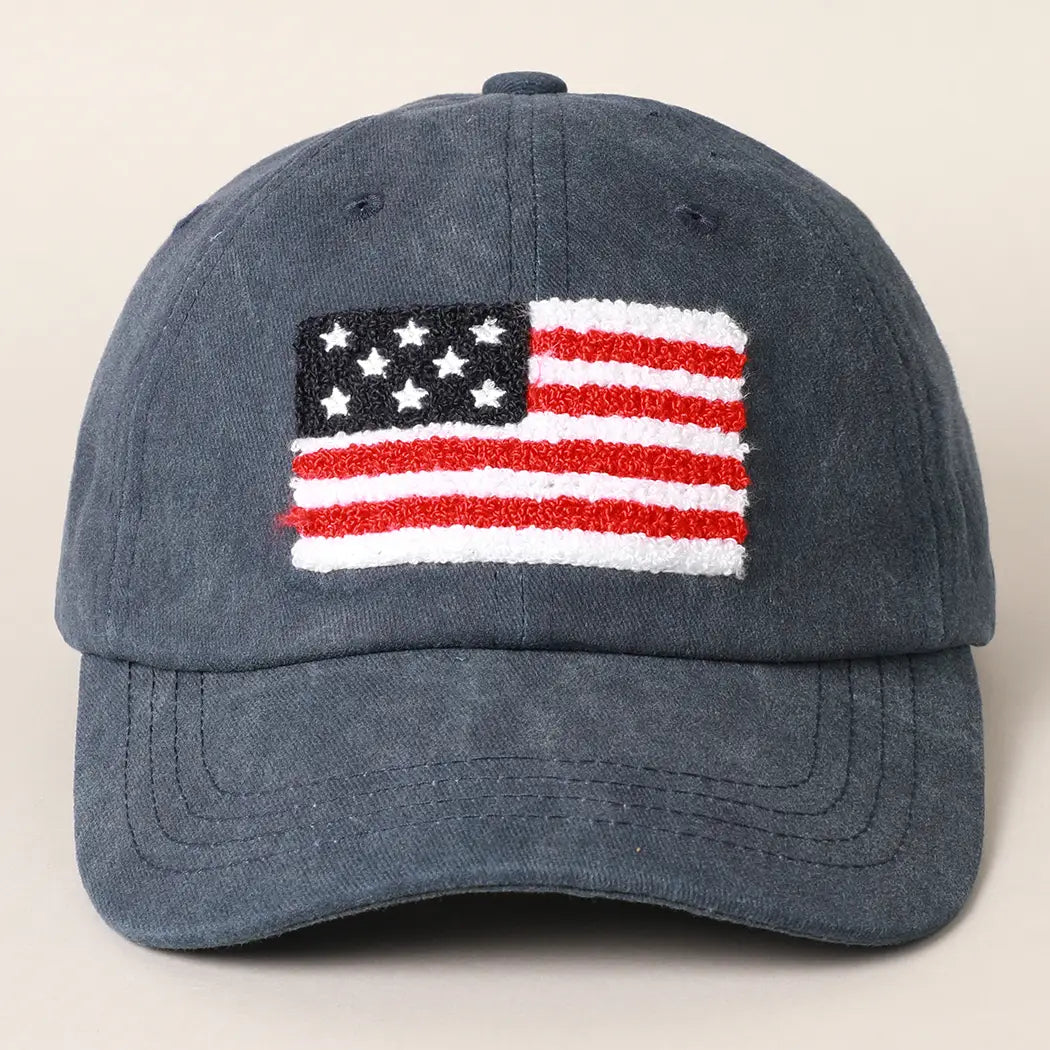 American Flag Chenille Baseball Cap