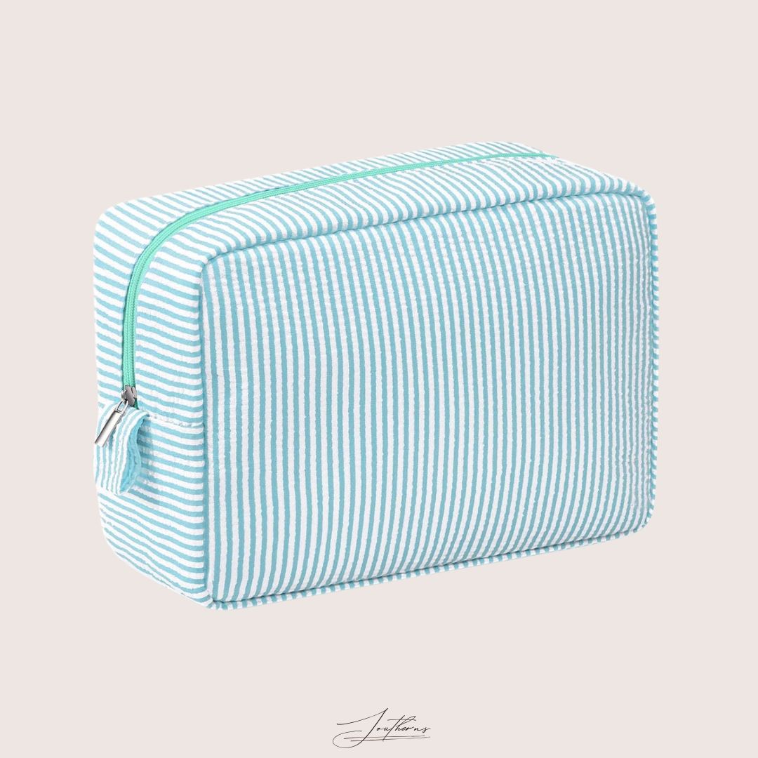 Personalized Seersuckeer Makeup Bag