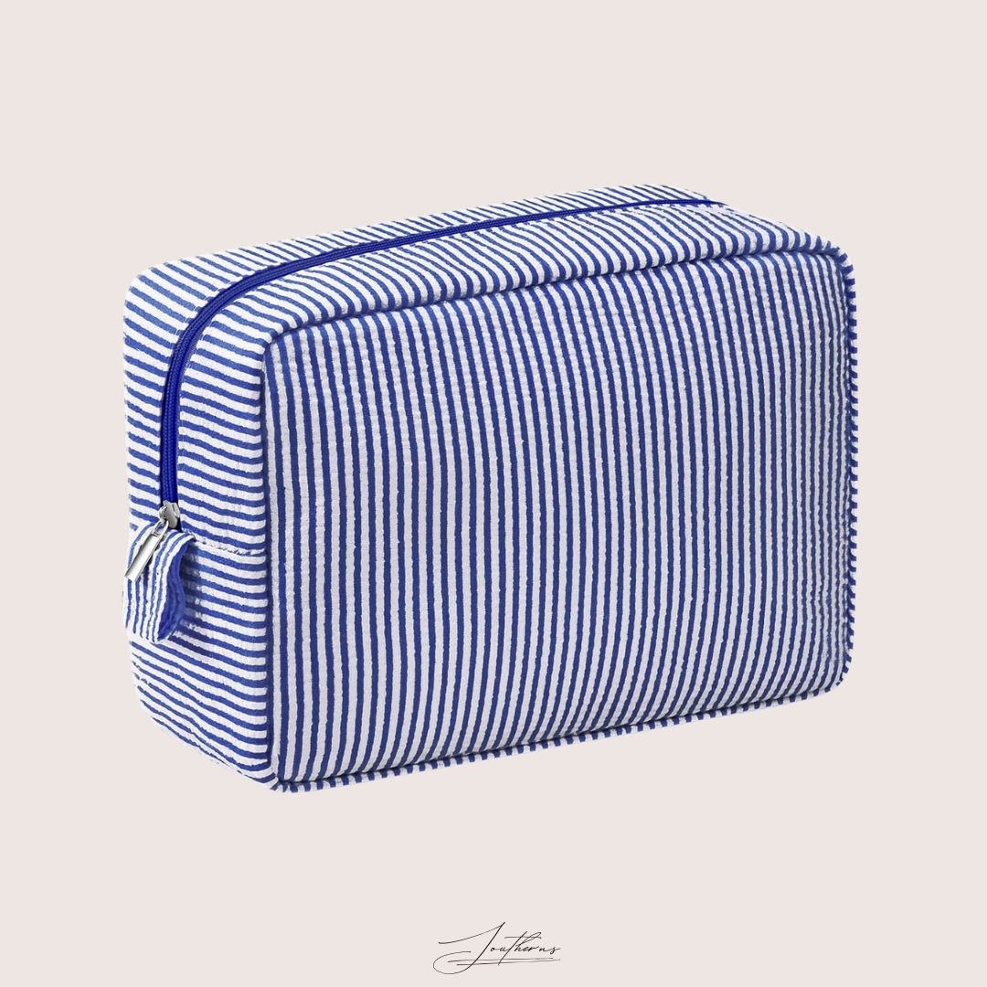 Personalized Seersuckeer Makeup Bag
