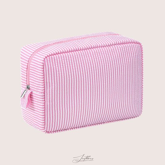 Personalized Seersuckeer Makeup Bag